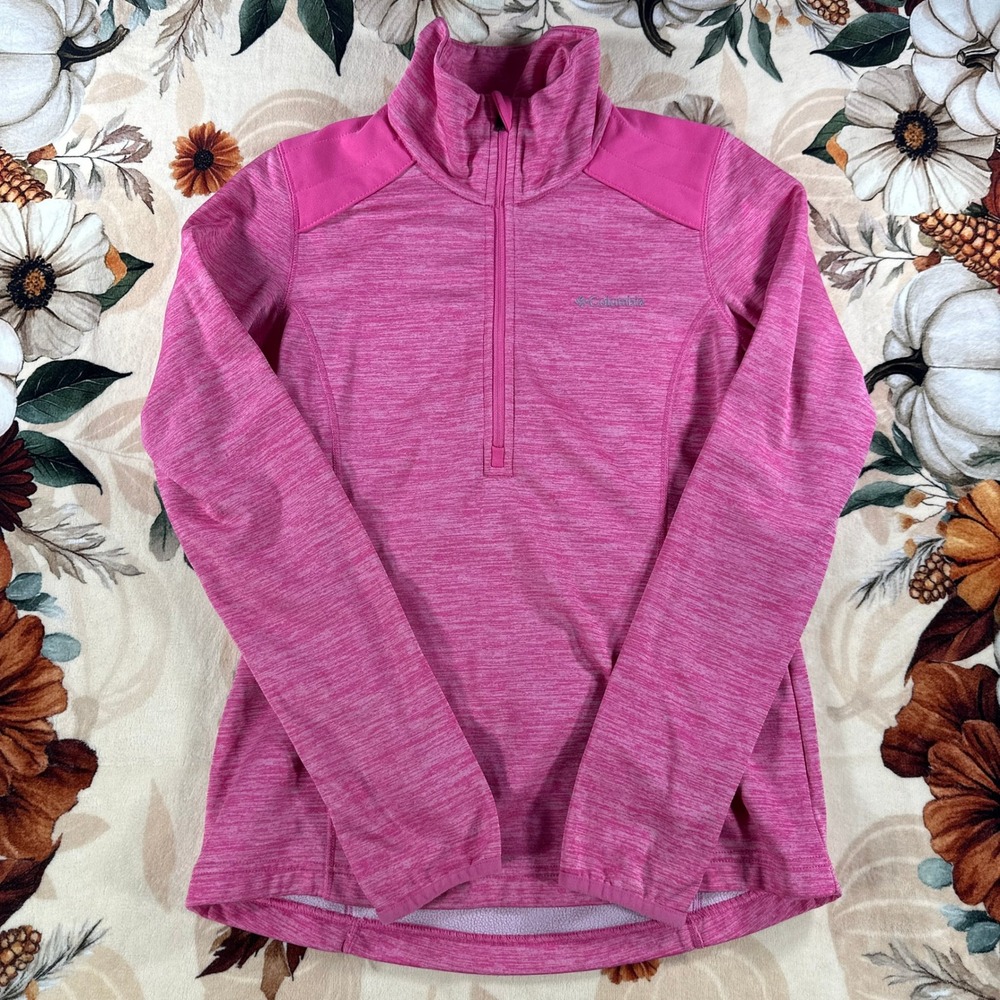 Columbia Womens Pink Fleece Pullover Quarter Zip Lightweight Outdoor Size XS